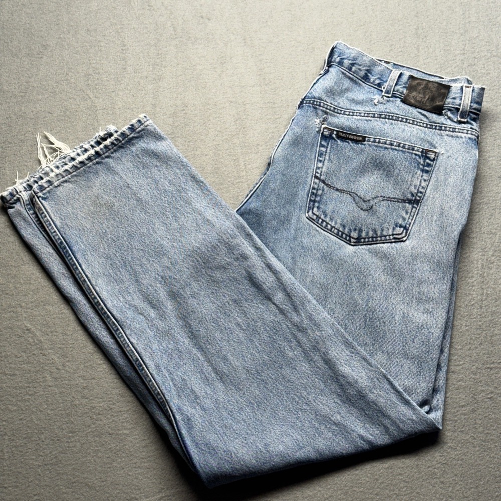 Harley-Davidson Genuine MotorClothes Jeans Mens 40x36 Light Wash Blue Denim